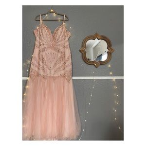 Pink plus size mermaid prom dress